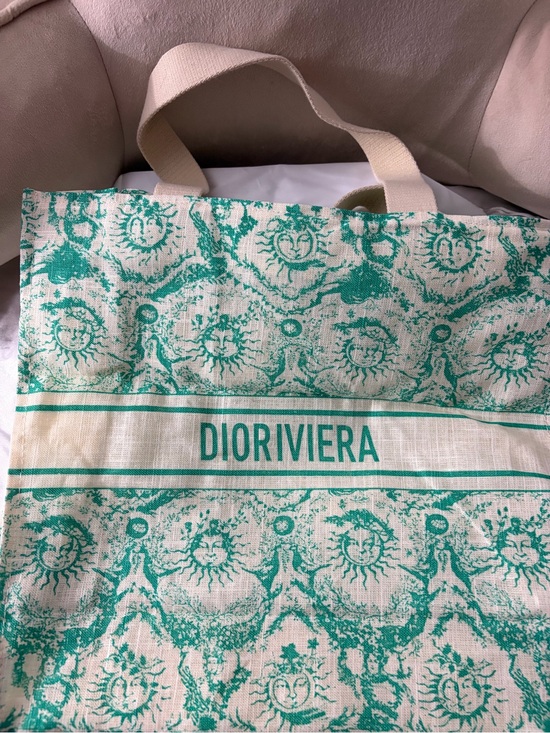 Riviera Handbags - NWOT Dior Riviera (Christian Dior) Green & Cream Canvas Tote Bag